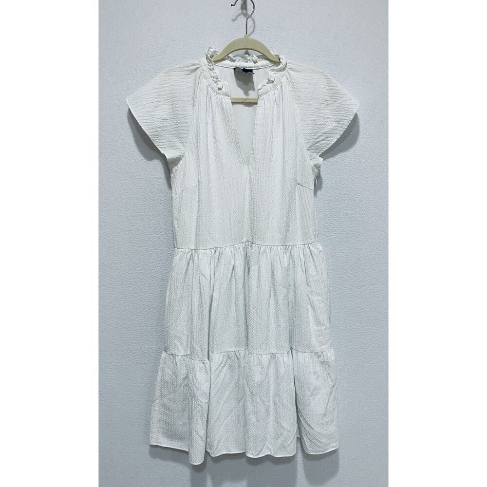 Alex Marie Dress Womens 8 White Vanya Textured Ruffle Hem Flirty Cottagecore - Picture 2 of 8